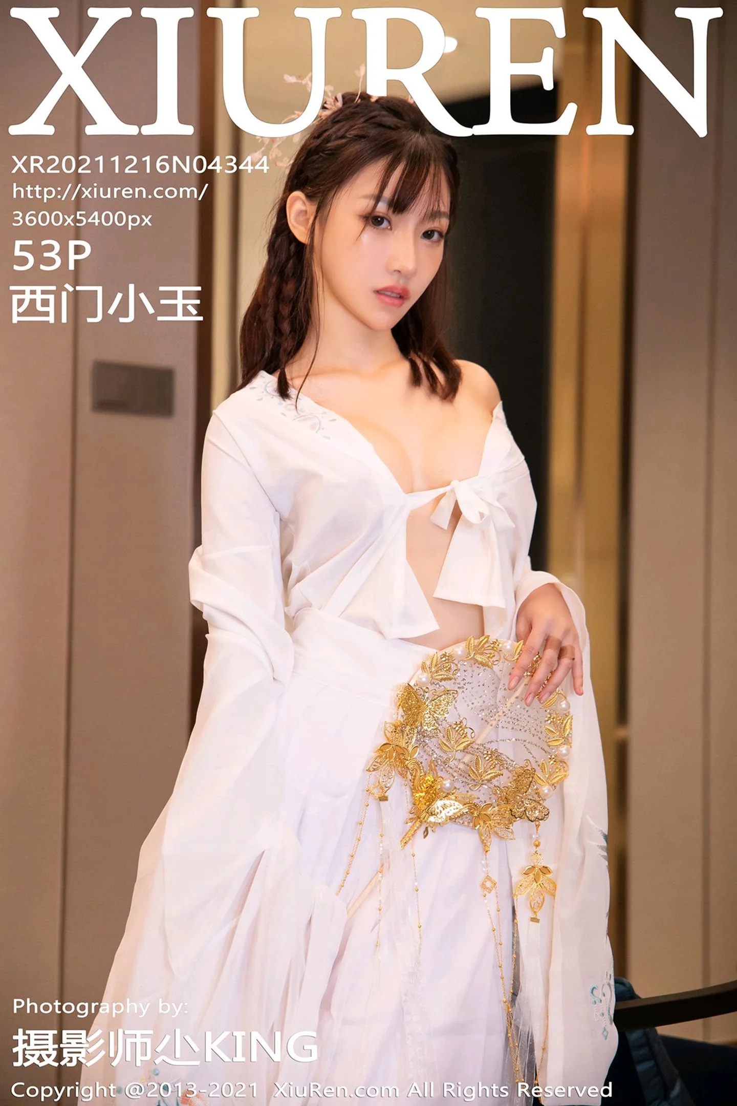[XiuRen秀人网]VOL.4344 模特西门小玉古装服饰主题私房半脱白色长衫秀凹凸身材诱惑写真53P-秀人网官方网站